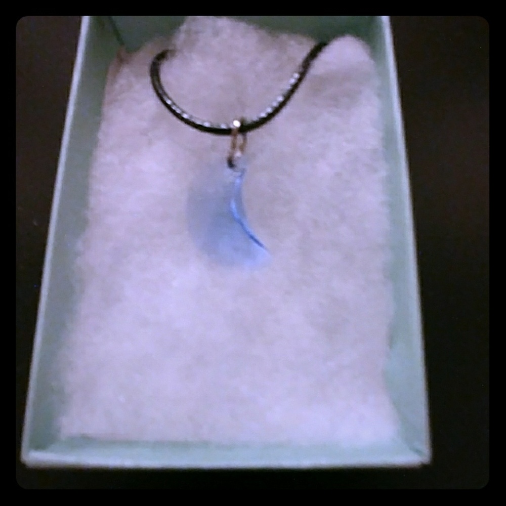 Sapphire Blue Crystal Moon Necklace